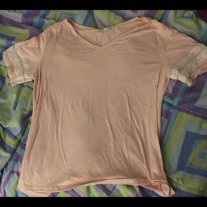 Pink v-neck women shirt